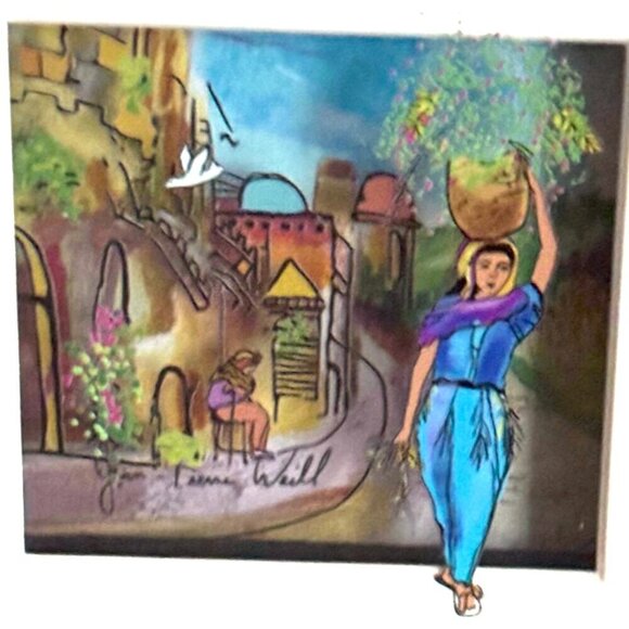 Jean Pierre Weill Signed 3D Painting on Glass Biblical Ruth New in Box - Picture 3 of 8